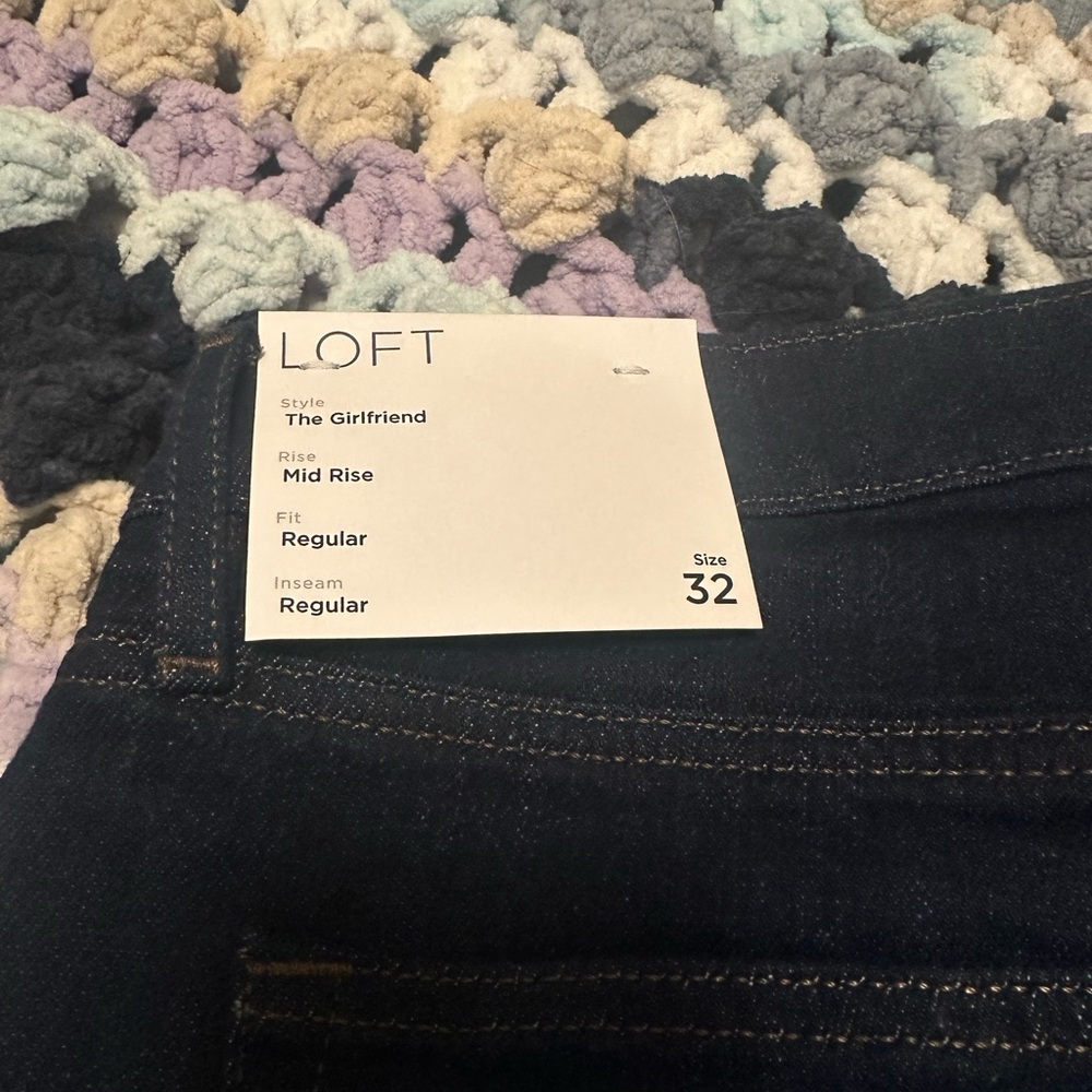 LOFT Women's Girlfriend Jeans - Dark Blue